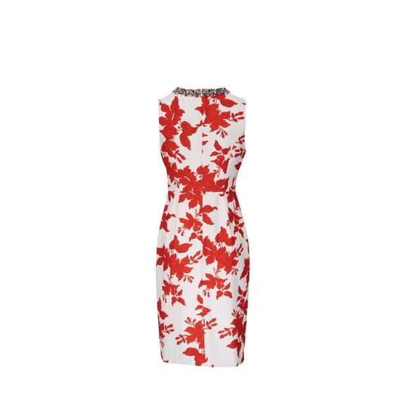 Sachin + Babi Anna Coral Narcissus Floral Print Sheath Dress Size 8 - Picture 3 of 10
